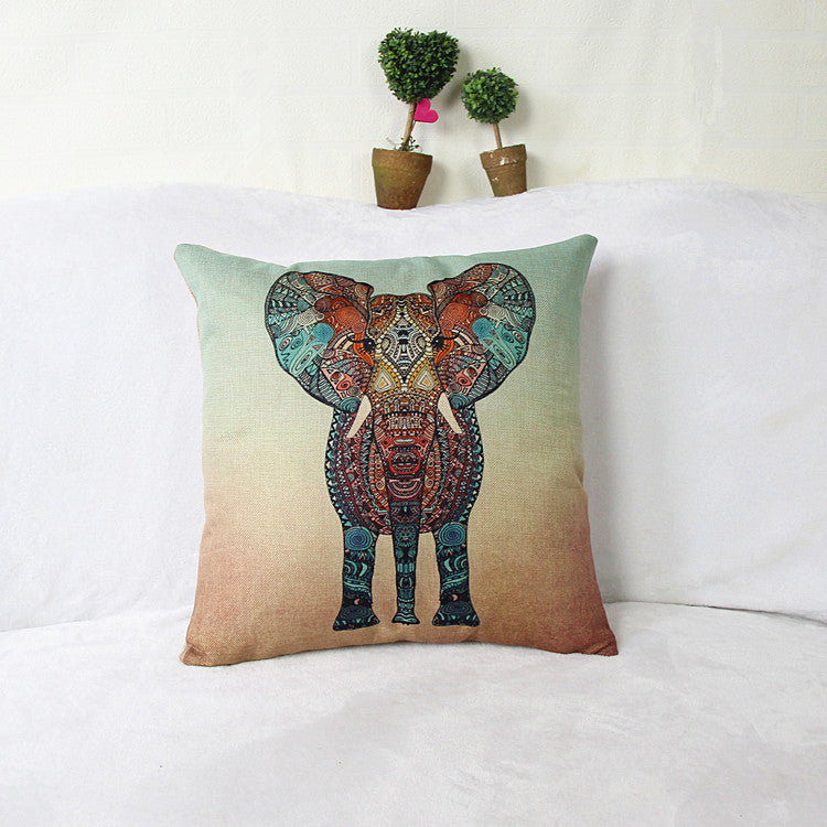 European Style Compound Linen Creative Throw Pillow - Elephant