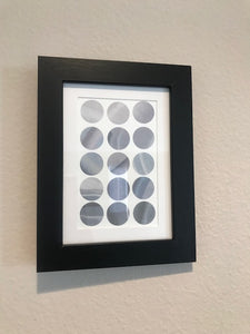 Gray Blue Black Framed Mixed Media Wall Art 6 1/2 x 8 1/2