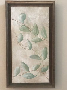 Beautiful Green and Beige Leaf Original Work Wall Decor