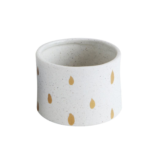 Hand Painted Stoneware Planter with Gold Dots