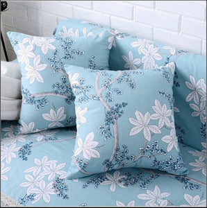 Fine Jade Blue Flower Canvas Throw Pillow