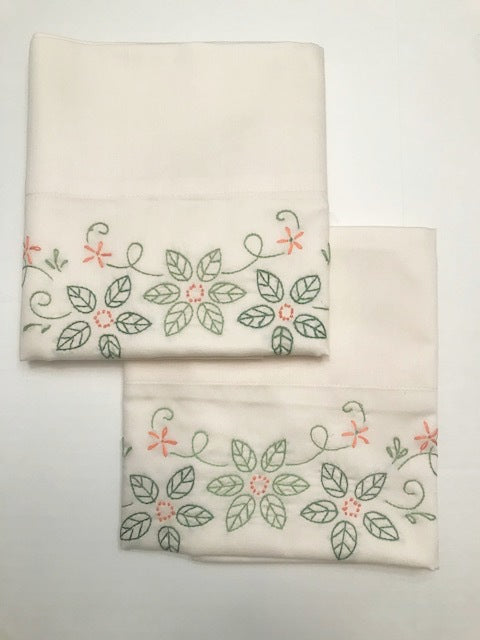 Classic Hand Embroidered Pillow Case Set