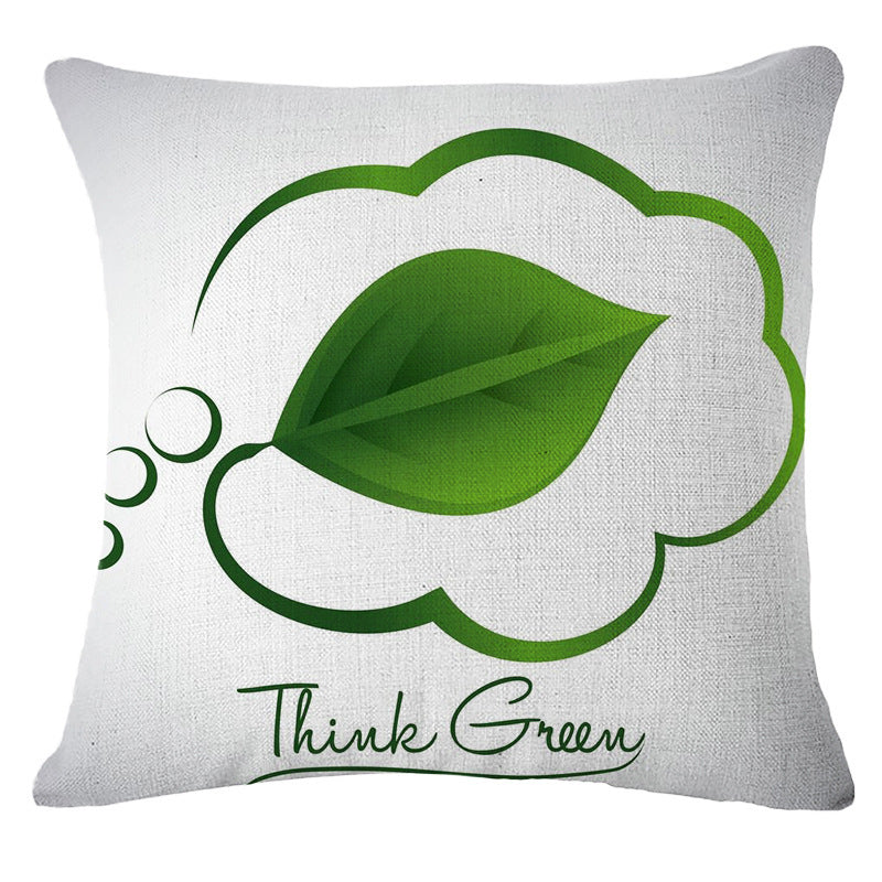 'Think Green' Linen Blend Throw Pillow