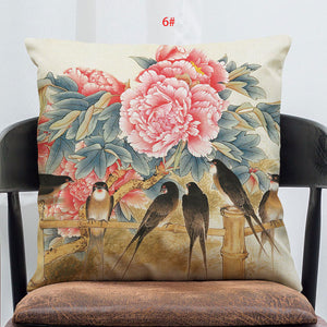 Pink Flower Classical Chinese Design Throw Pillow