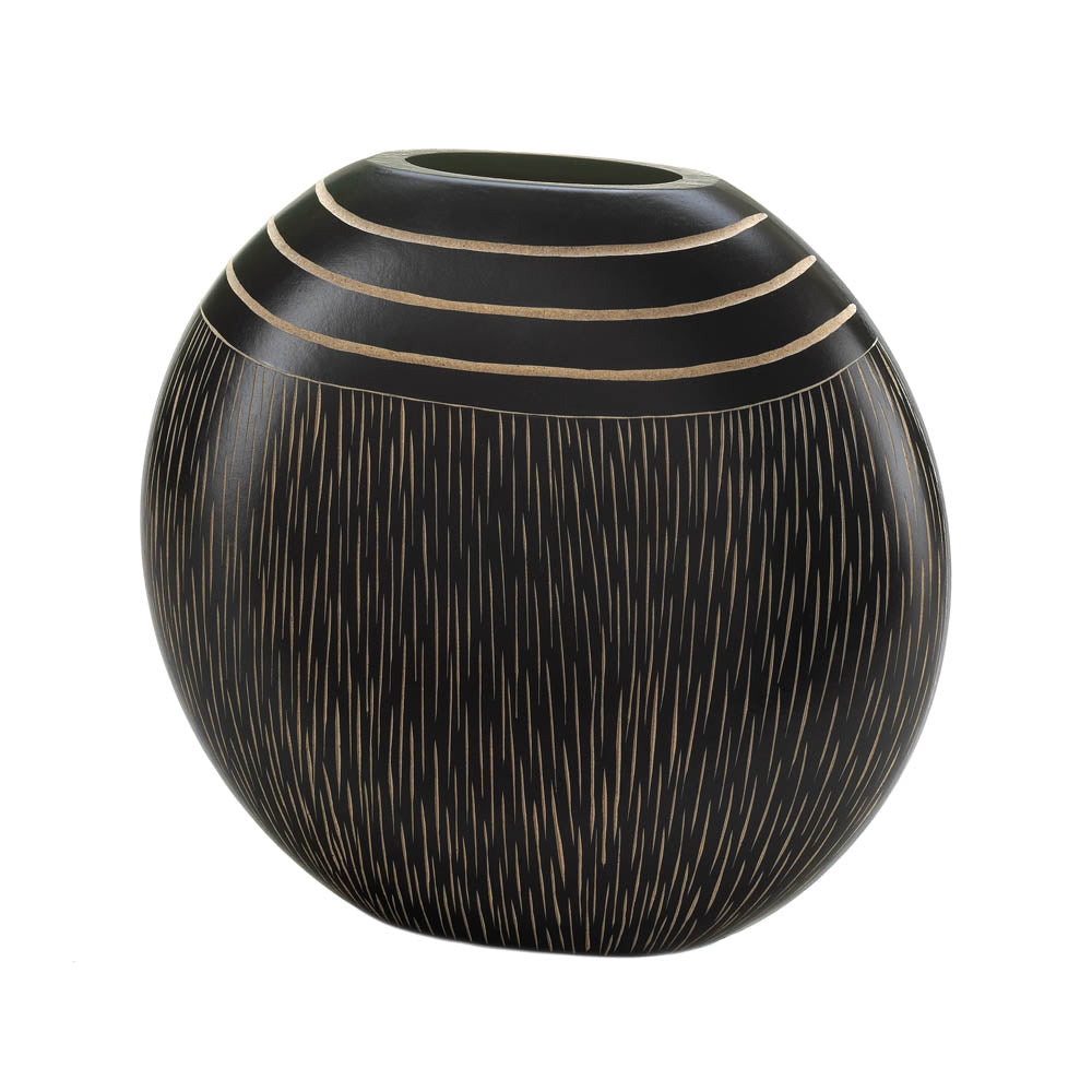 Decorative Black Wooden Vase