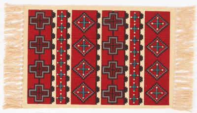 Southwestern Cotton Stencil Placement - Set of 2 - Red/Beige