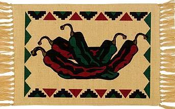 Southwestern Cotton Stencil Placement - Set of 2 - Chile Design