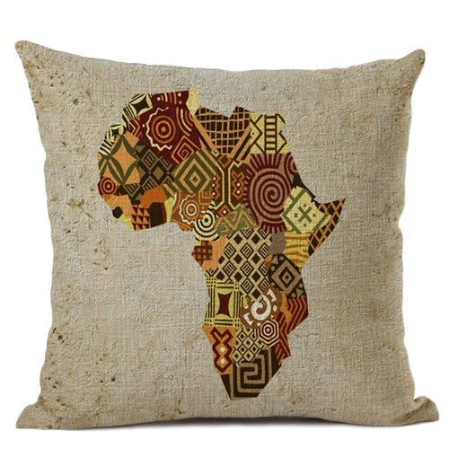 Map of Africa Linen Blend Throw Pillow
