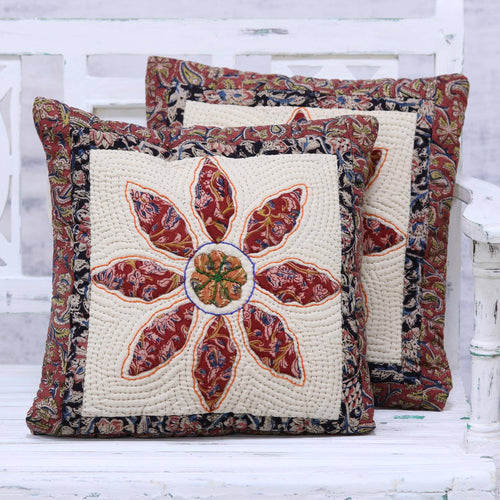 Floral Cotton Patchwork Throw Pillow