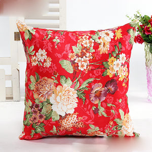 American Rustic Style Flowered Throw Pillow  - Candy Red