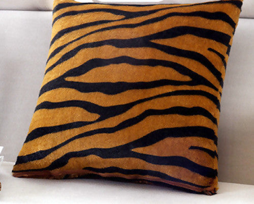 Rust Tiger Print Faux Fur Throw Pillow