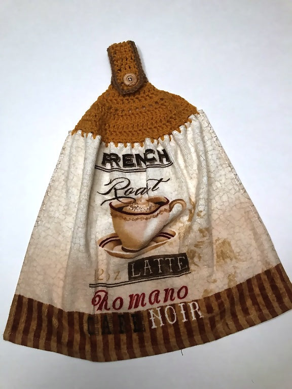 Towel - Rustic Hand Crochet Top Kitchen Towel