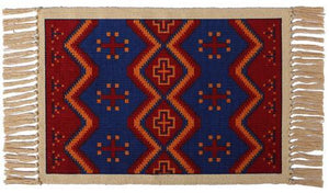 Southwestern Cotton Stencil Placement - Set of 2 - Blue and Rust